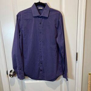 REACTION KENNETH COLE SLIM FIT DRESS‎ SHIRT PURPLE MEN SIZE L